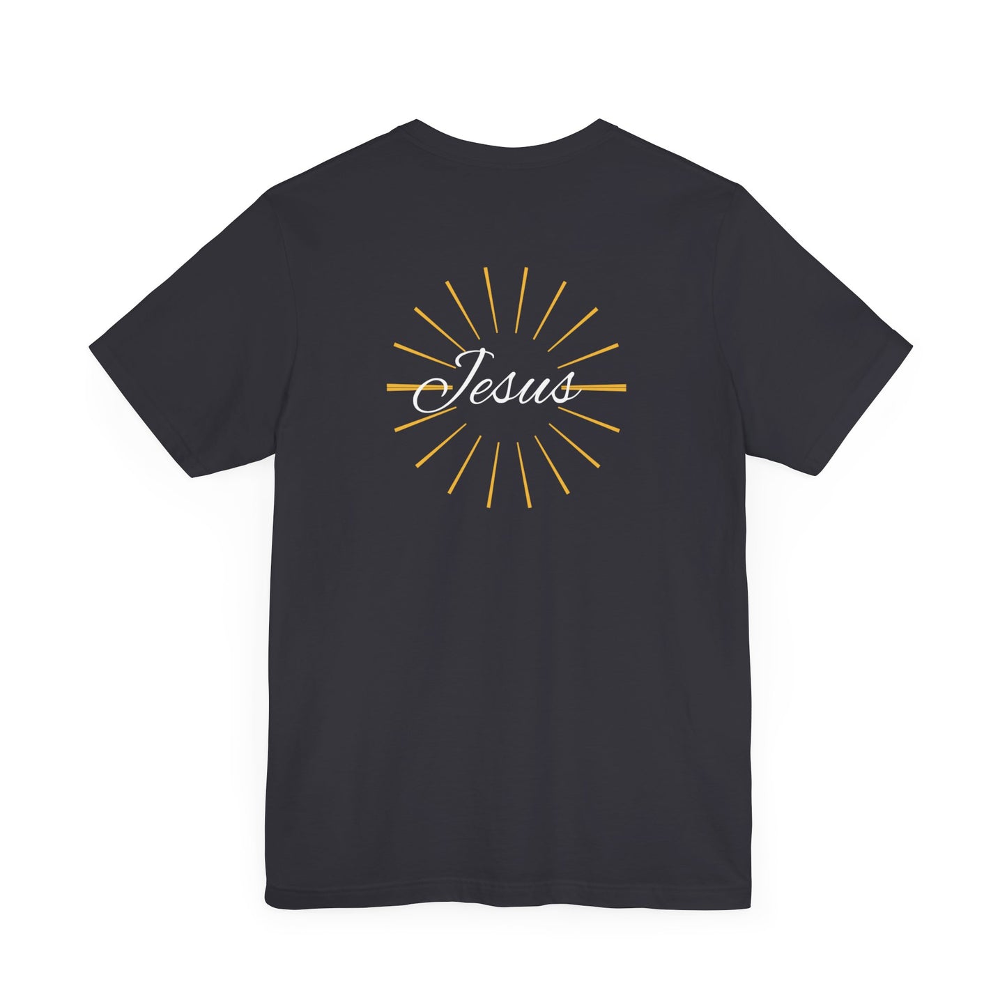 Cross front | Jesus sunburst back - Unisex Jersey Short Sleeve Tee