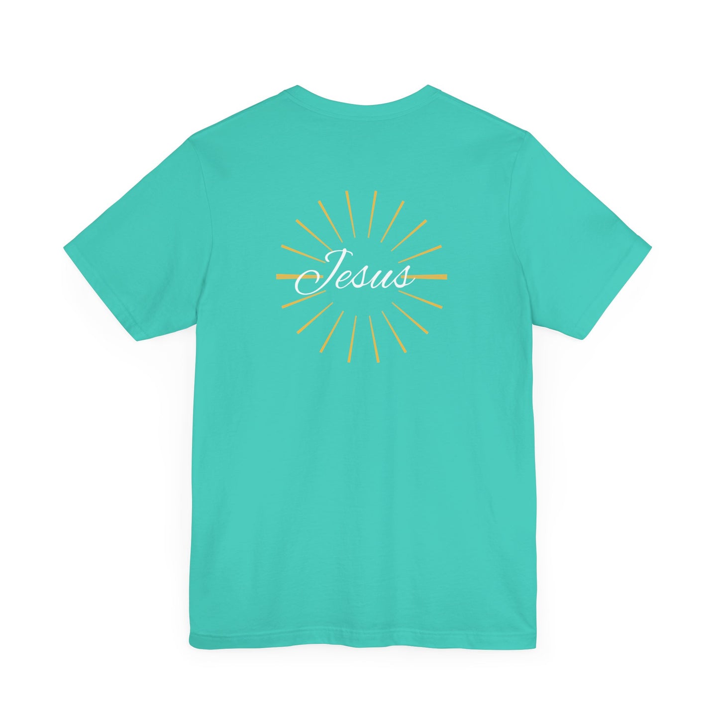 Cross front | Jesus sunburst back - Unisex Jersey Short Sleeve Tee