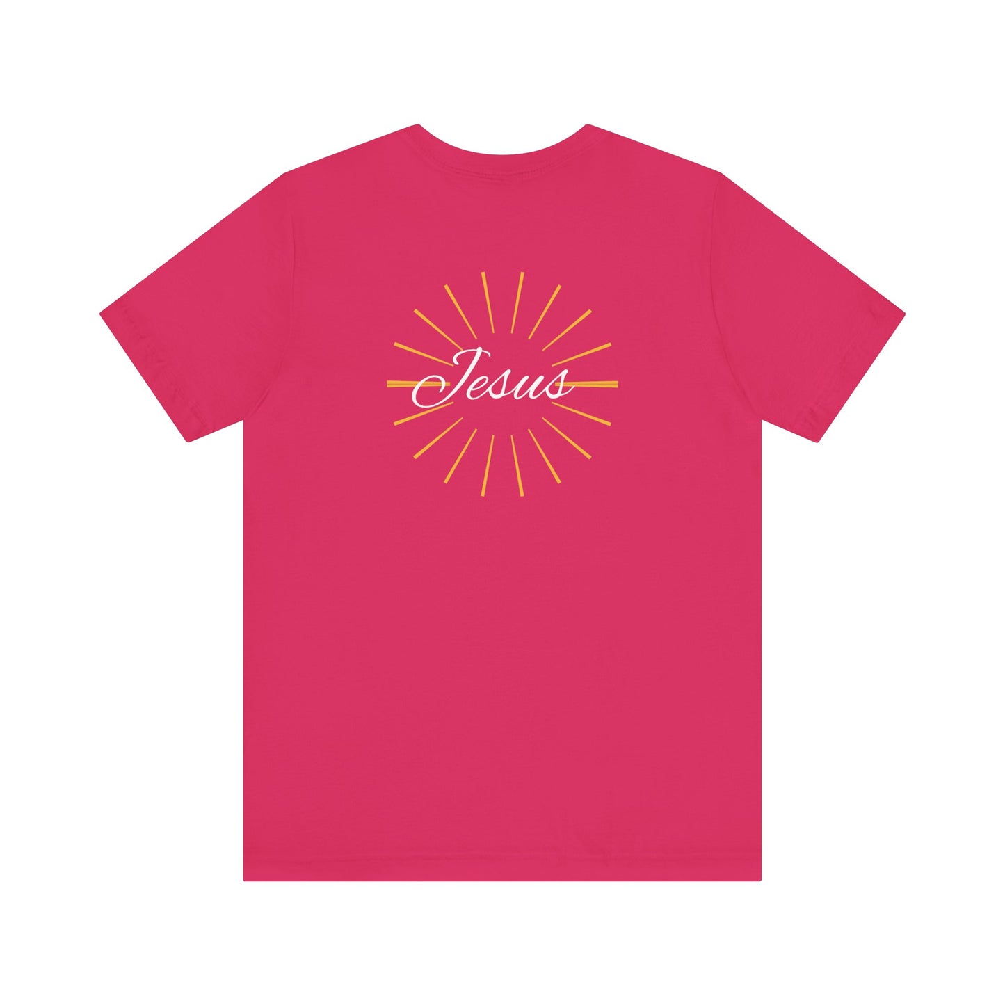 Cross front | Jesus sunburst back - Unisex Jersey Short Sleeve Tee