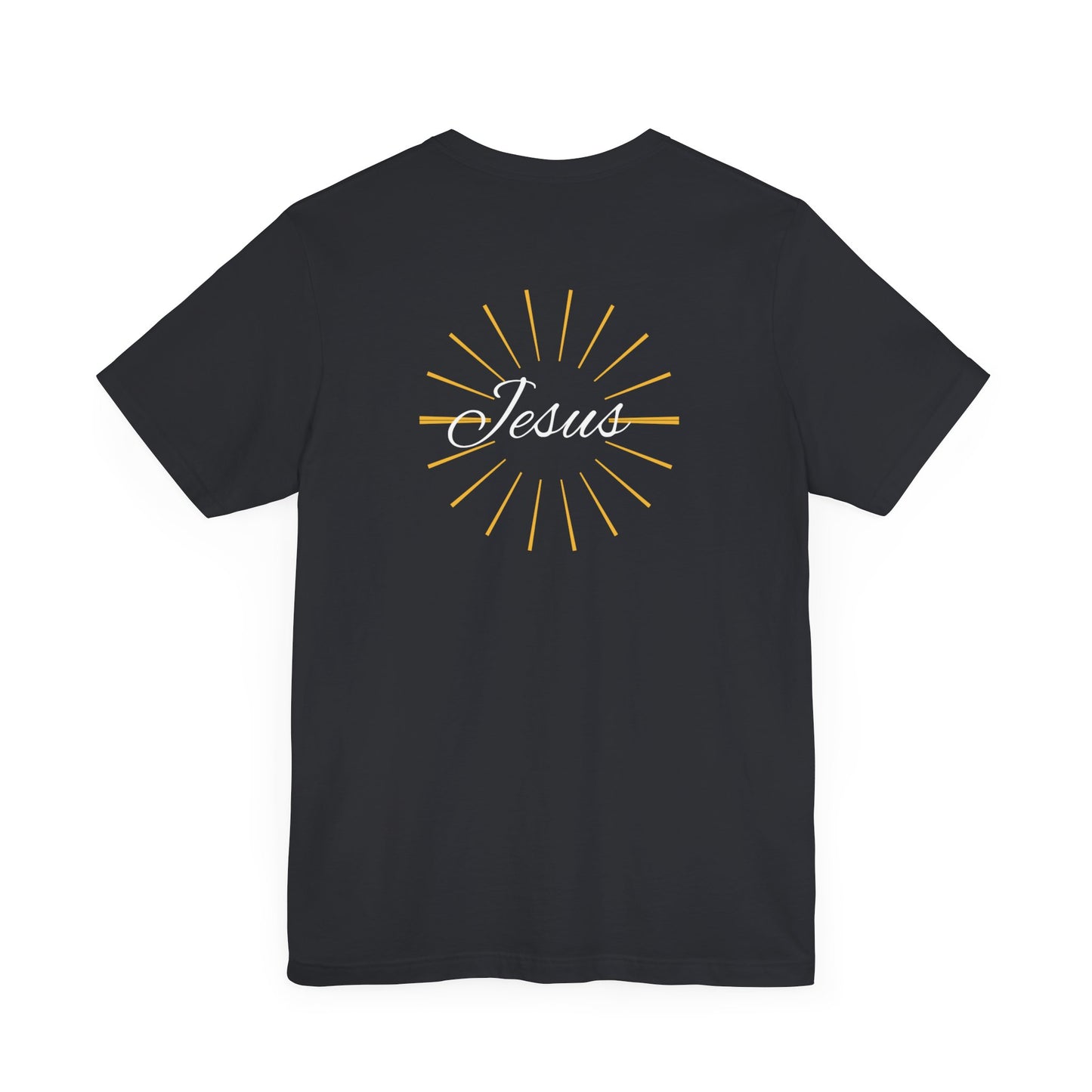 Cross front | Jesus sunburst back - Unisex Jersey Short Sleeve Tee