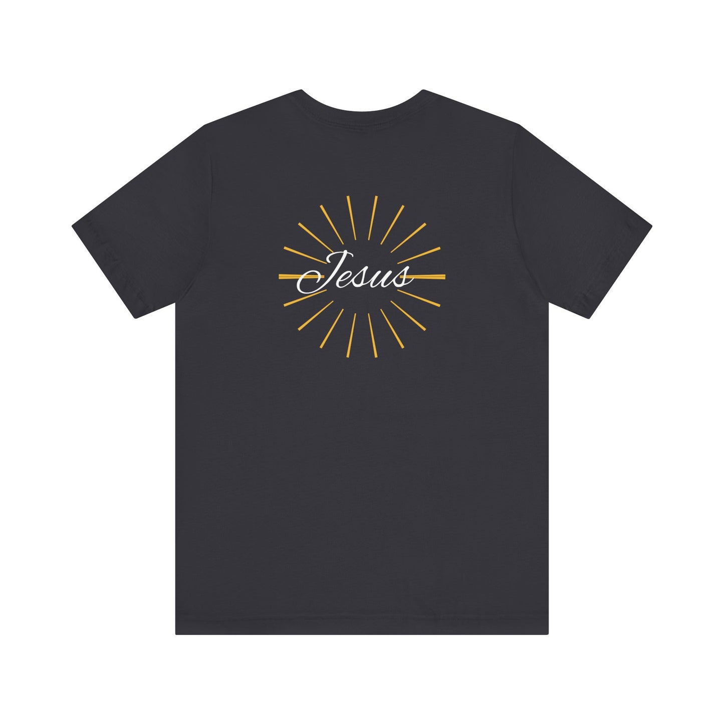 Cross front | Jesus sunburst back - Unisex Jersey Short Sleeve Tee