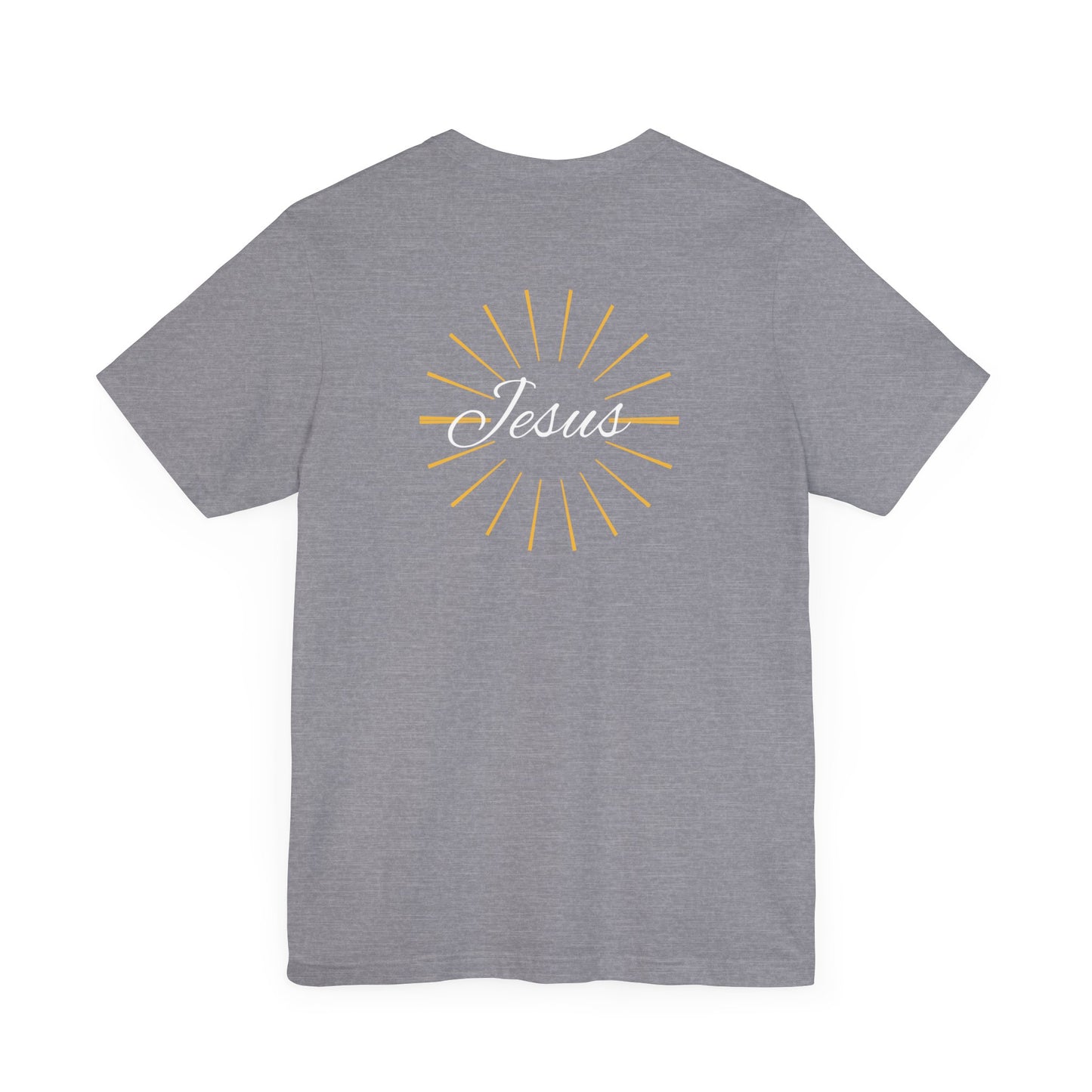 Cross front | Jesus sunburst back - Unisex Jersey Short Sleeve Tee