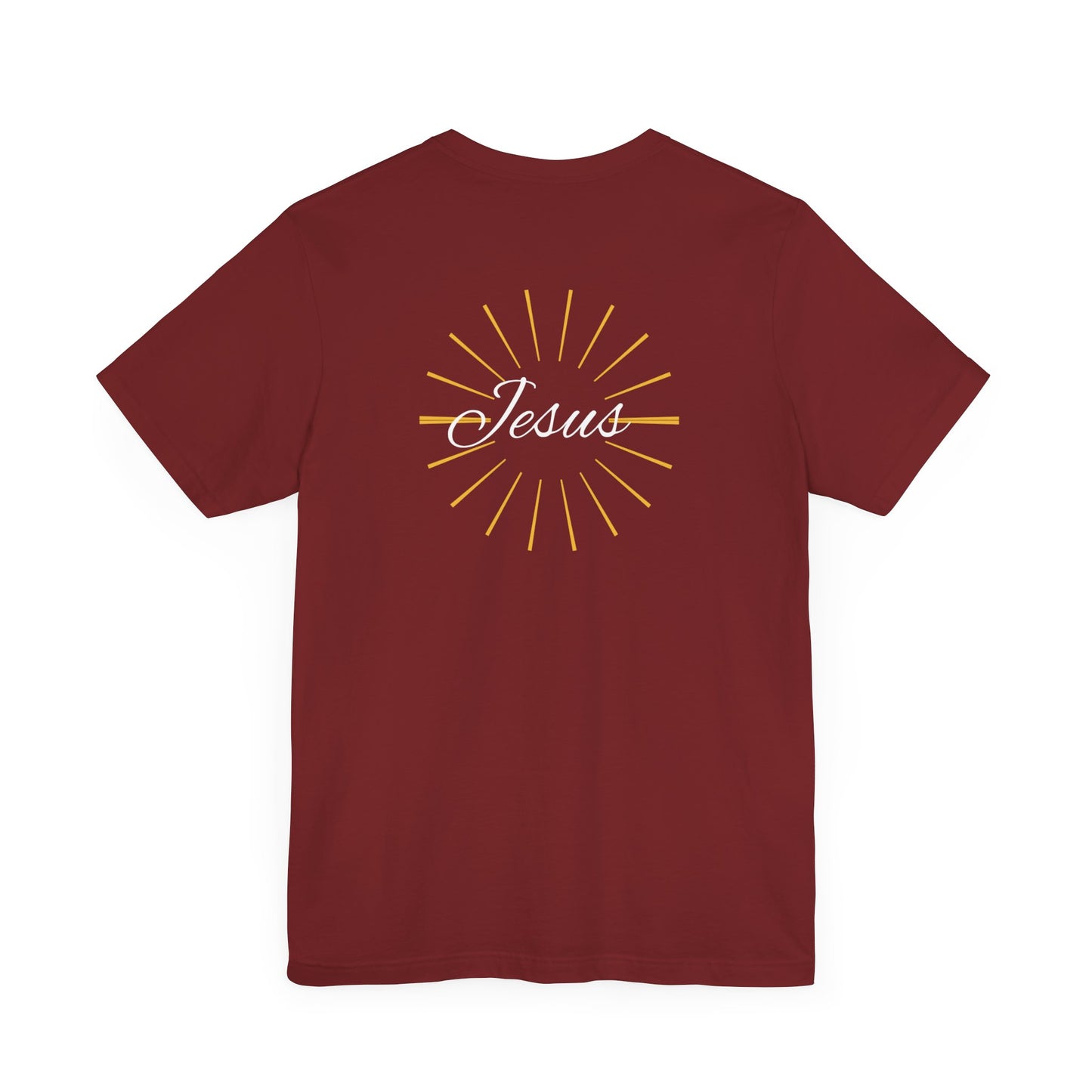 Cross front | Jesus sunburst back - Unisex Jersey Short Sleeve Tee