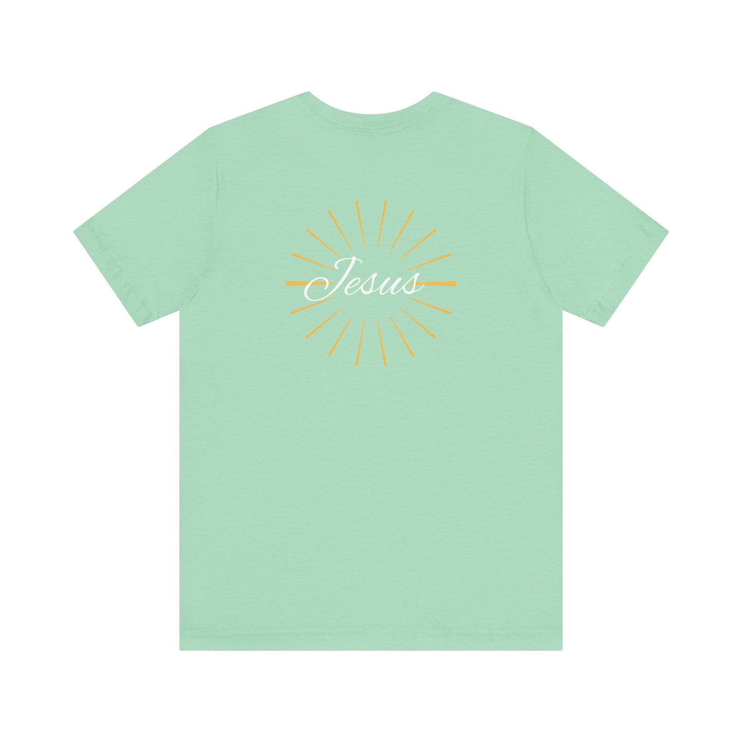 Cross front | Jesus sunburst back - Unisex Jersey Short Sleeve Tee