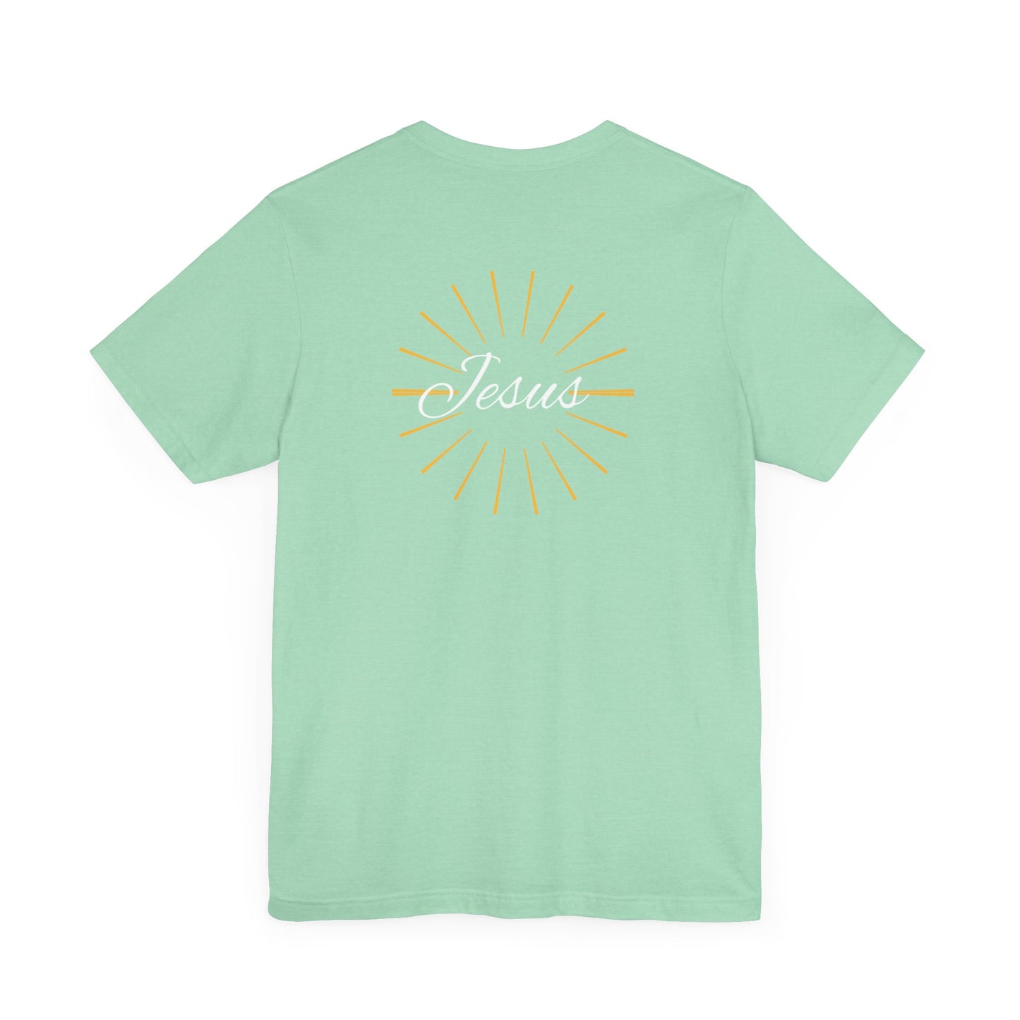 Cross front | Jesus sunburst back - Unisex Jersey Short Sleeve Tee