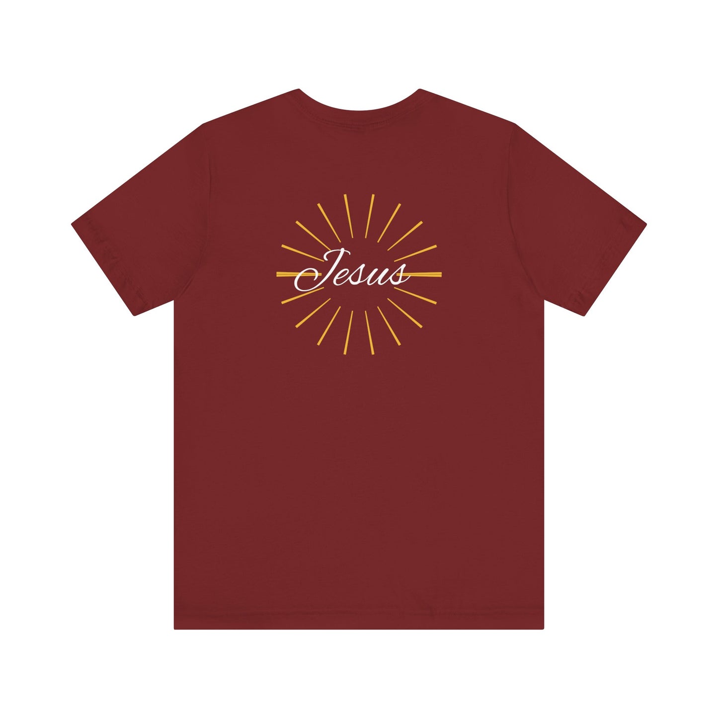 Cross front | Jesus sunburst back - Unisex Jersey Short Sleeve Tee