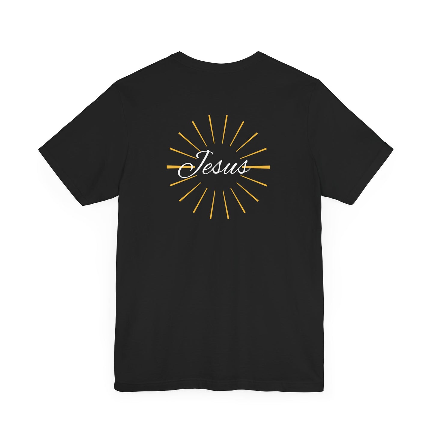 Cross front | Jesus sunburst back - Unisex Jersey Short Sleeve Tee