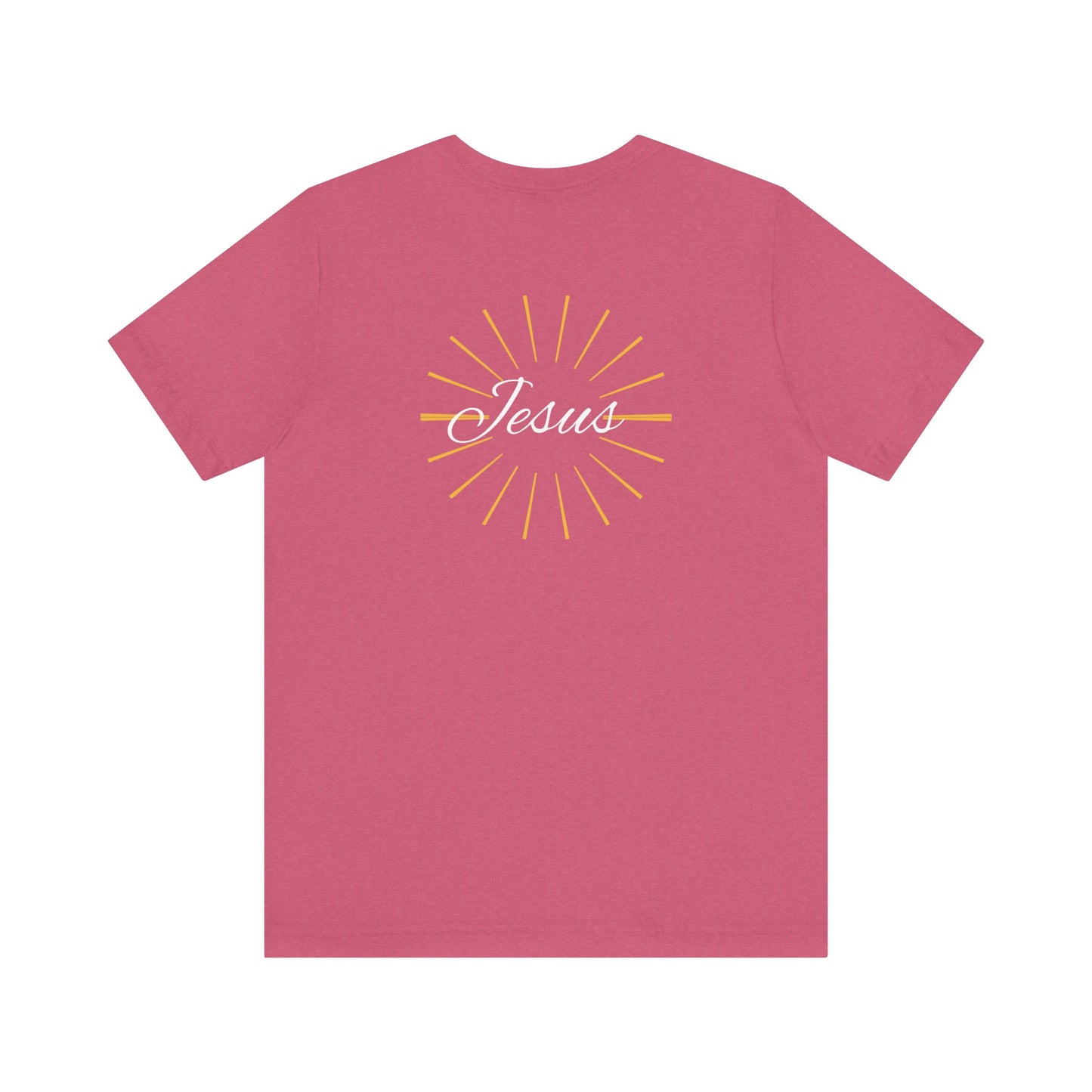 Cross front | Jesus sunburst back - Unisex Jersey Short Sleeve Tee
