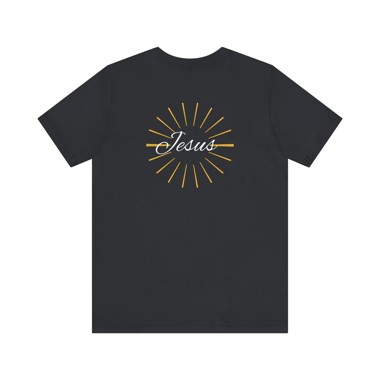 Cross front | Jesus sunburst back - Unisex Jersey Short Sleeve Tee